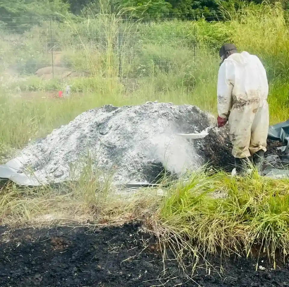 Industrial waste management facility with waste truck